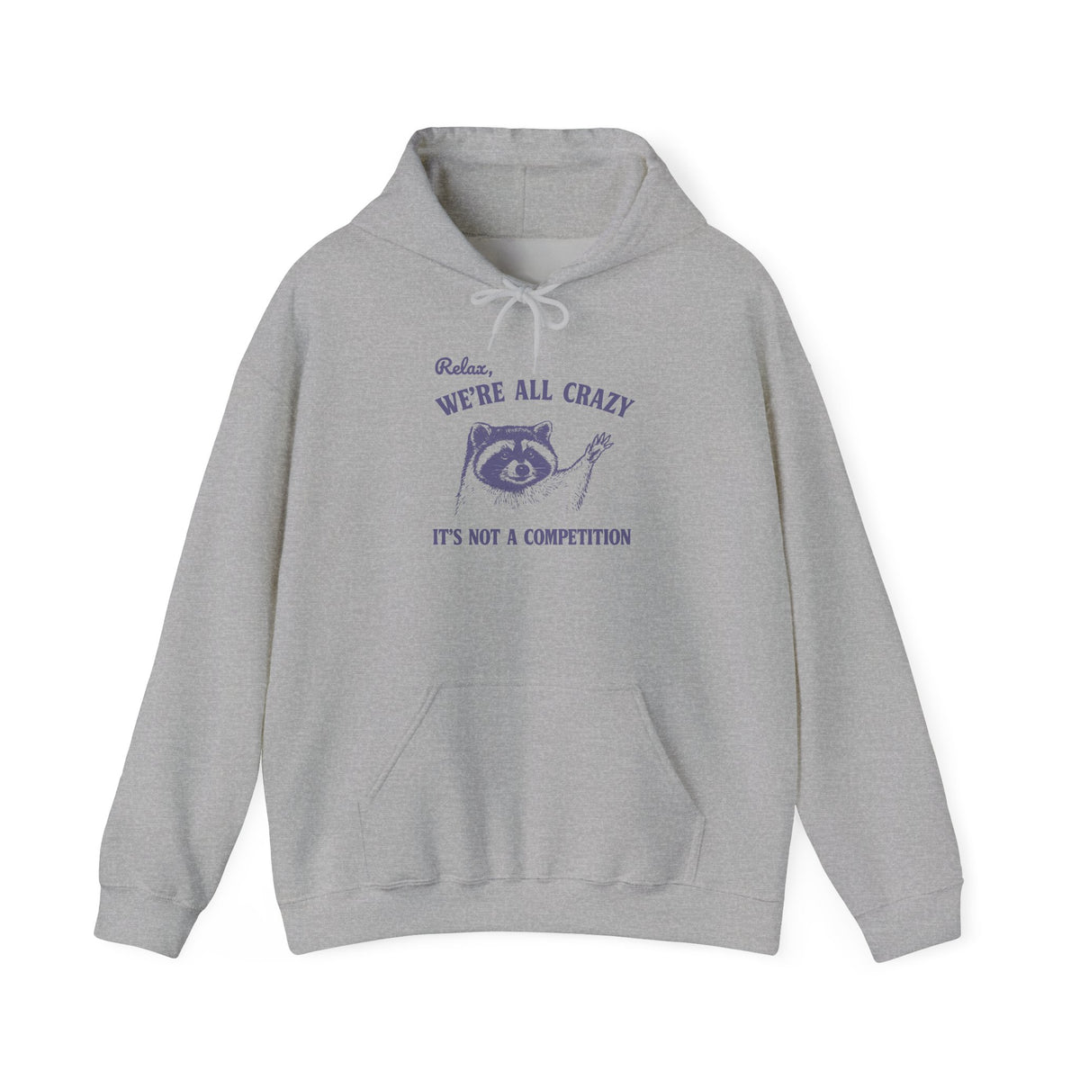 Relax We're All Crazy It's Not A Competition Hoodie, Funny Raccoon Sweatshirt, Funny Sayings, Raccoon Hoodie, Meme Sweatshirt, Raccoon Funn