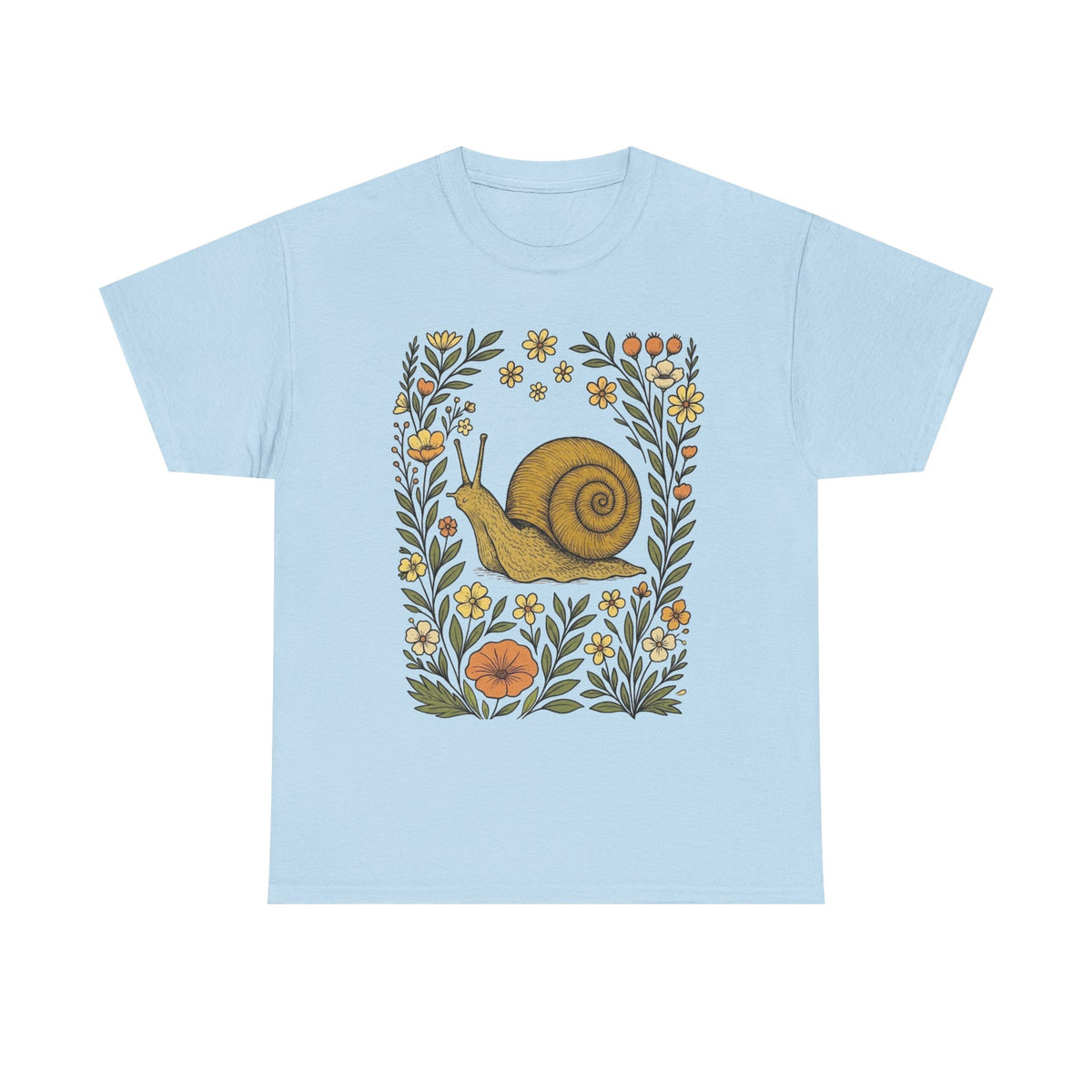 Cute Flower Snail Shirt, Snail T-shirt, Snail Lover Tee, Floral Snail Gift, Wildflower Snail Graphic Tee