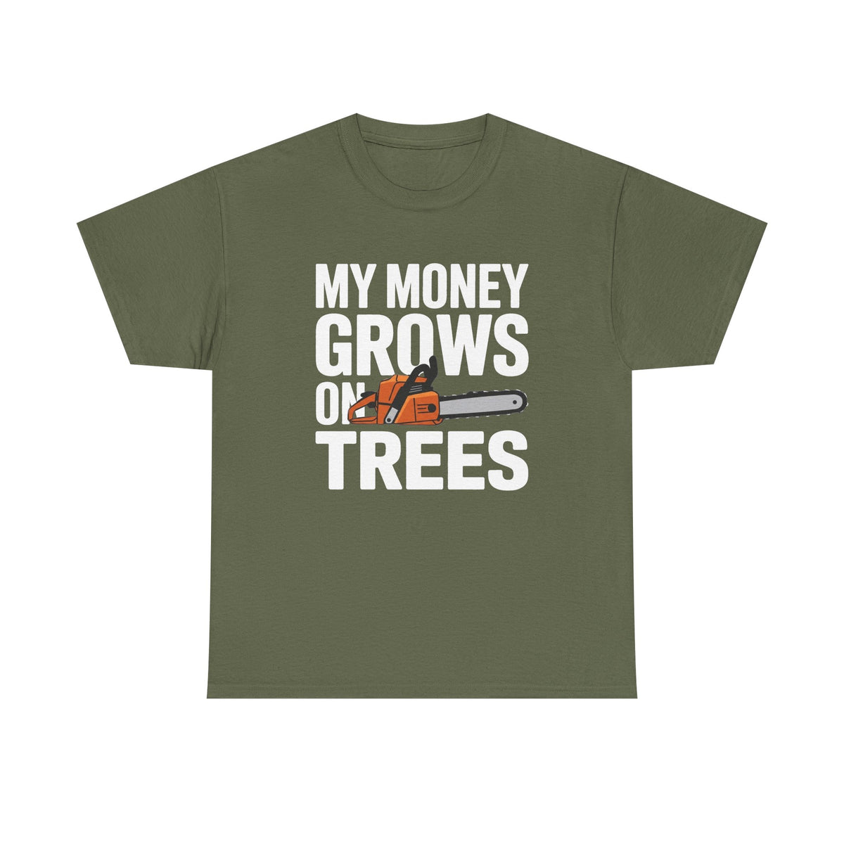 Funny Chainsaw Shirt | My Money Grows on Trees | Lumberjack Gift Tee | Arborist Woodcutter Humor | Forestry Worker Apparel