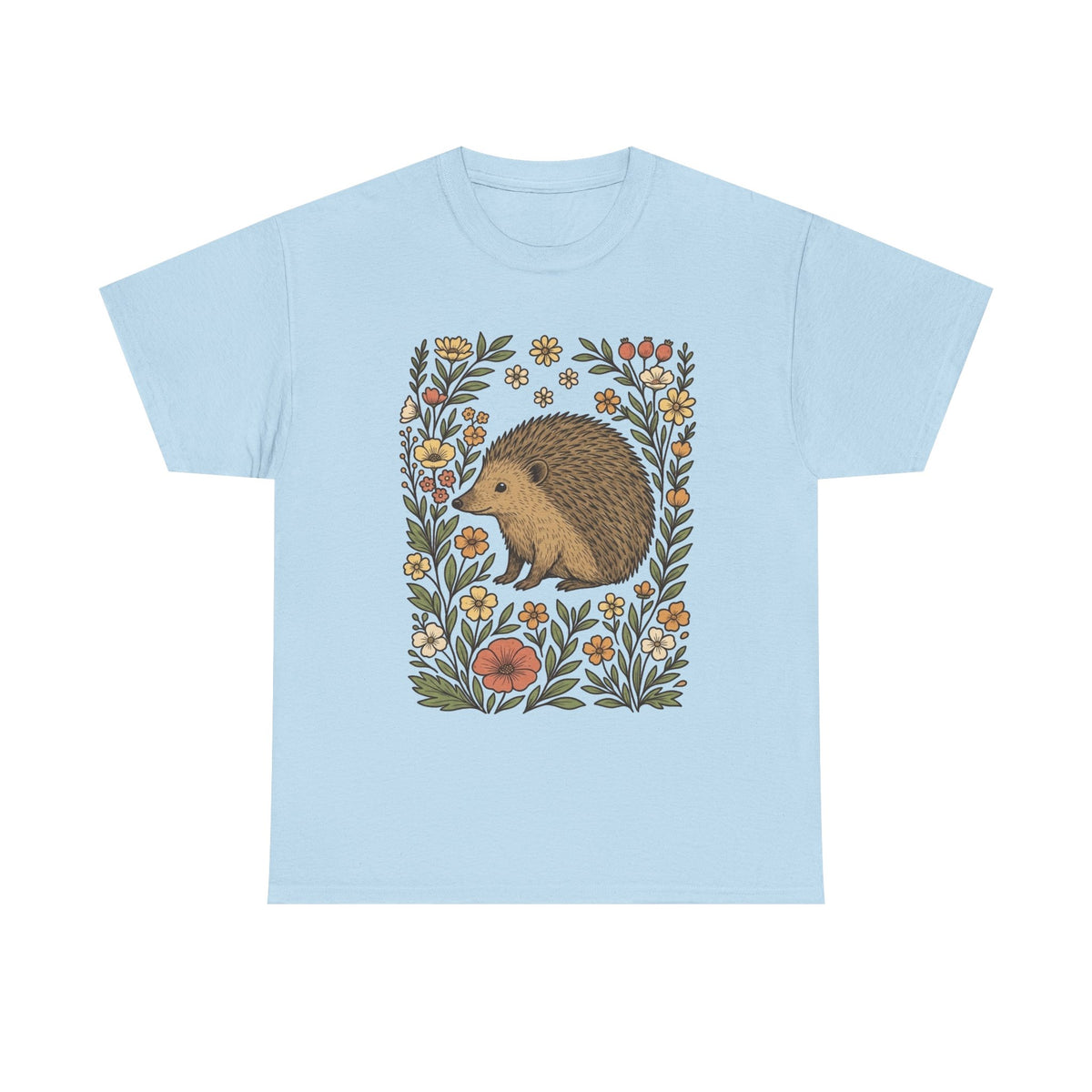 Cute Flower Hedgehog Shirt, Hedgehog T-shirt, Hedgehog Lover Tee, Wildflower Hedgehog Gift, Hedgehog Silhouette Graphic Tee