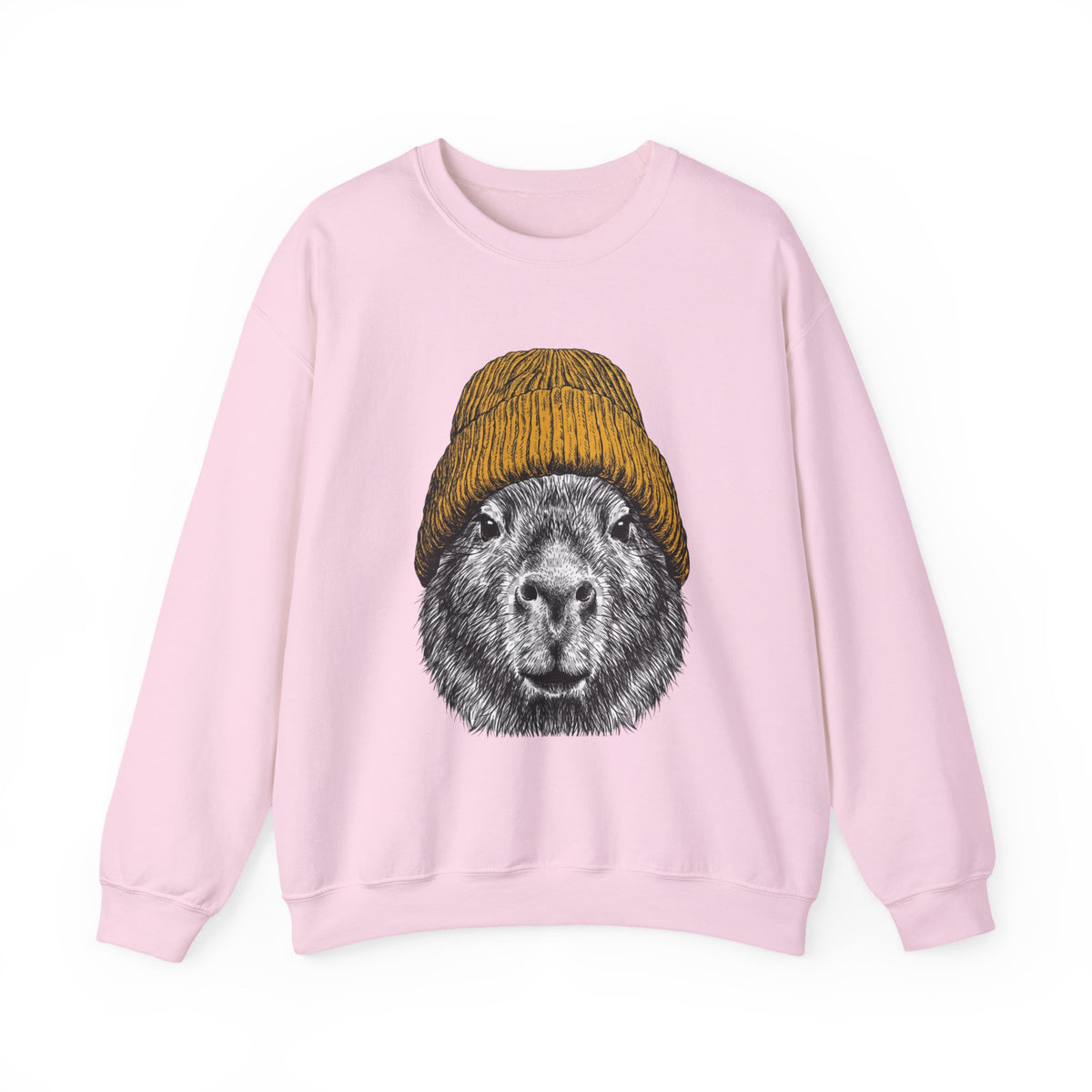 Capybara in Beanie Sweatshirt -Cozy Retro 90s Animal Pullover, Chill Vibes Only Shirt, Animal Spirit Shirt,Capybara Funny Meme Birthday Gift