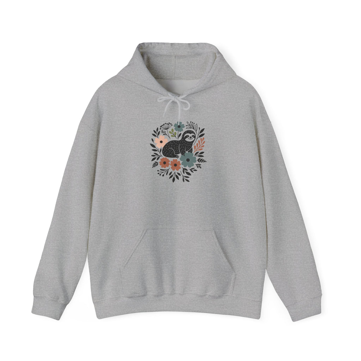 Sloth Hoodie. Sloth Gift. Floral Hoodie. Flower Hoodie. Sloth Sweatshirt. Lazy Day Hoodie. Sloth Lover Gift. Animal Hoodie. Cute Sloth
