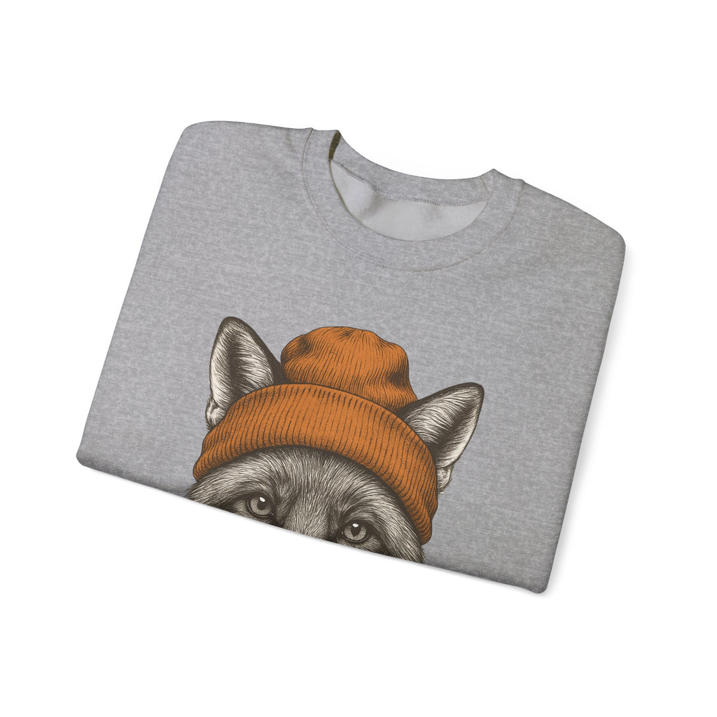 Cute Fox With Beanie Sweatshirt - Retro 90's Wildlife Camping Outfit - Winter Outdoor Adventure - Nature Animals Unisex Graphic Sweatshirt