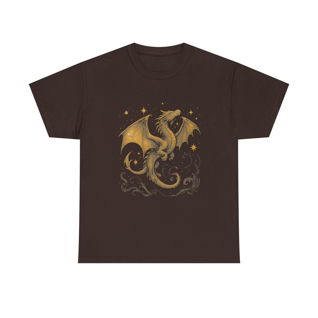 Celestial Dragon Shirt, Gold Fantasy T-Shirt, Mystic Dragon Sweatshirt, Moon Star Dragon Tee, Witchcore Gothic Clothing, Magic Creature Gift