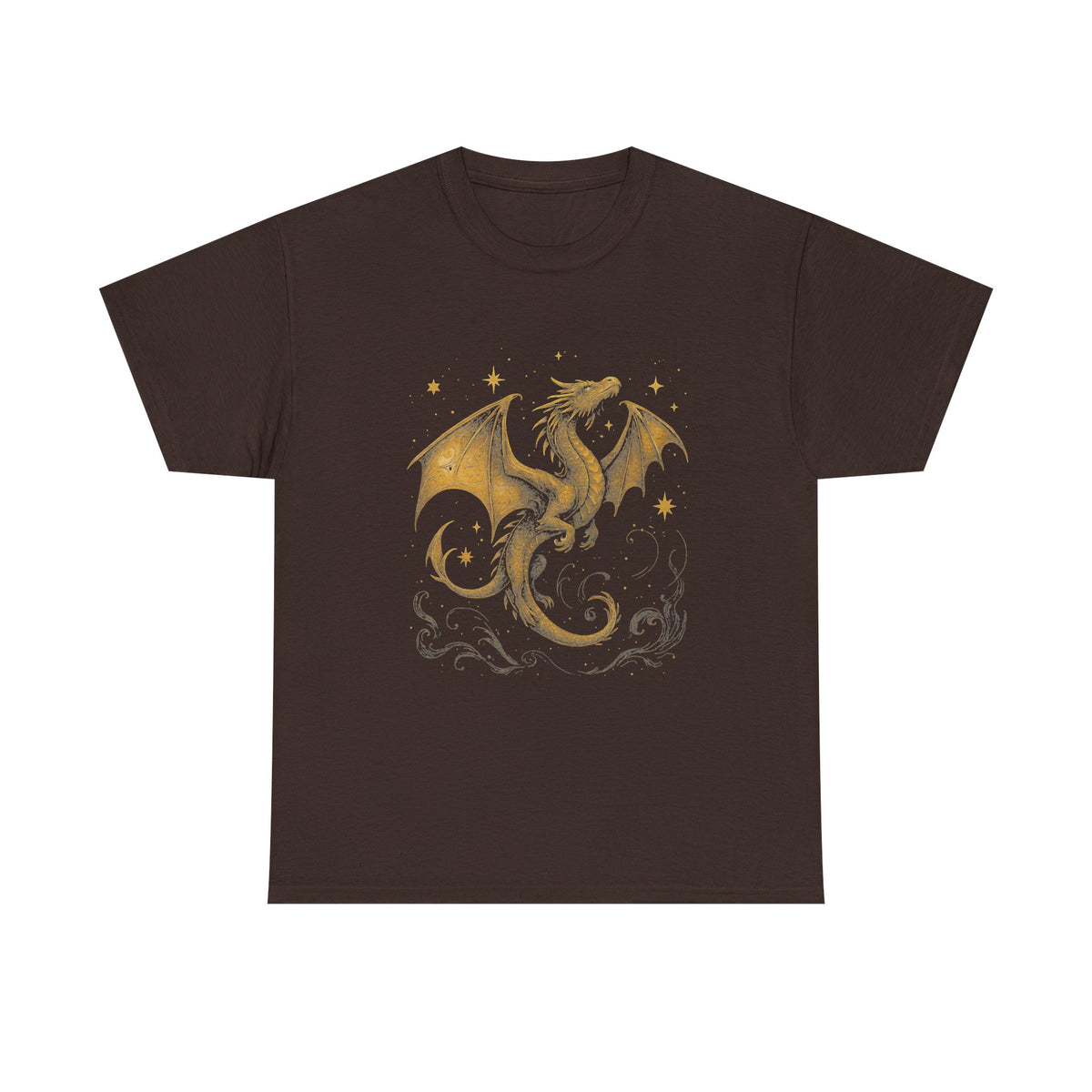 Celestial Dragon Shirt, Gold Fantasy T-Shirt, Mystic Dragon Sweatshirt, Moon Star Dragon Tee, Witchcore Gothic Clothing, Magic Creature Gift