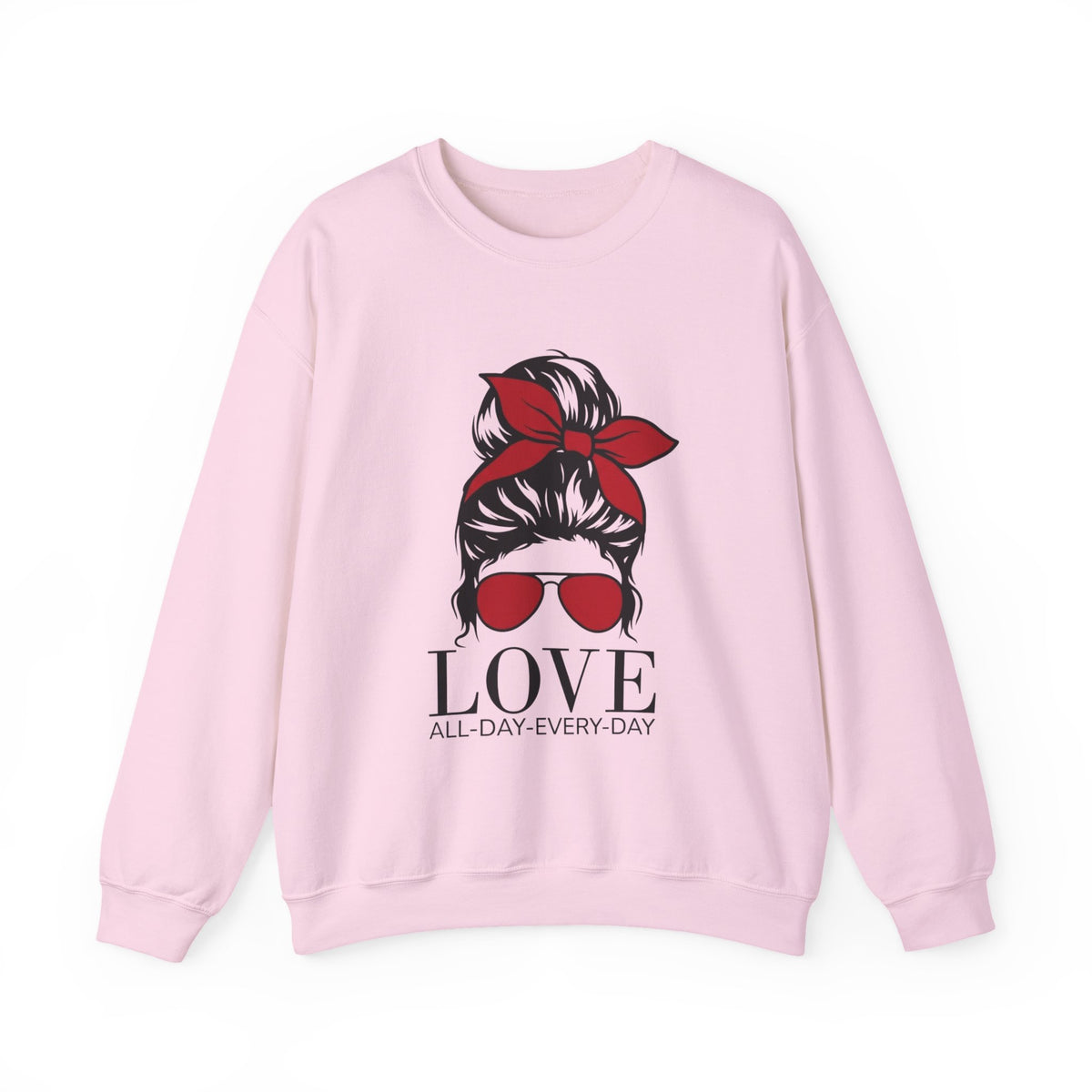 Love All Day Messy Bun Sweatshirt: Valentine's Gift for Mama