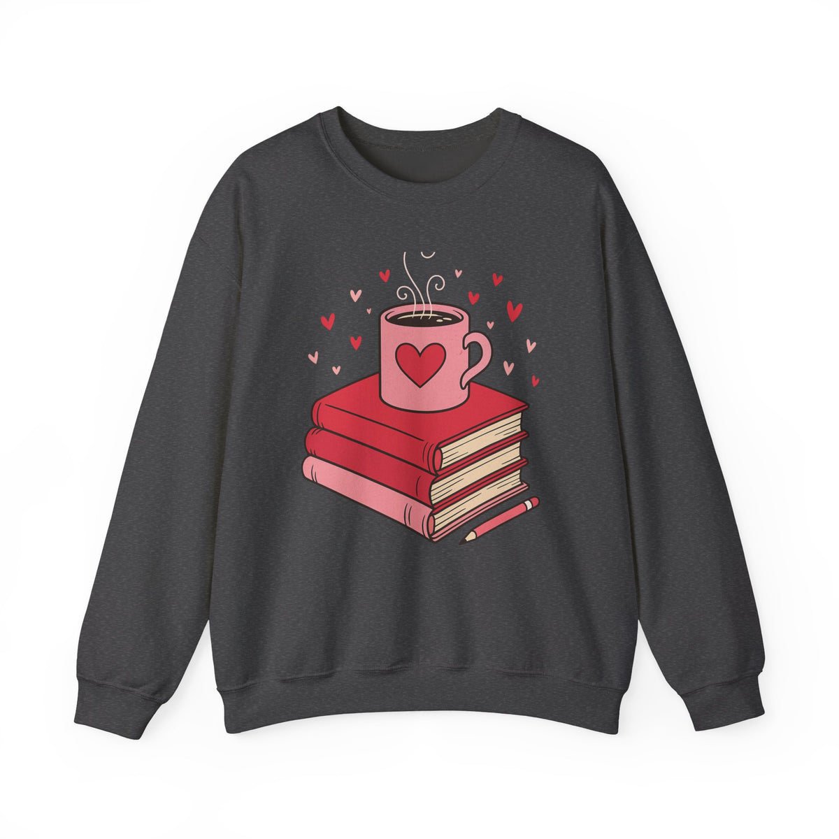 Teacher Valentines Day Sweatshirt, Book and Coffee Sweatshirt, Valentine Gift for Book Lover, Librarian Teacher Bookish, Cute Valentine Gift