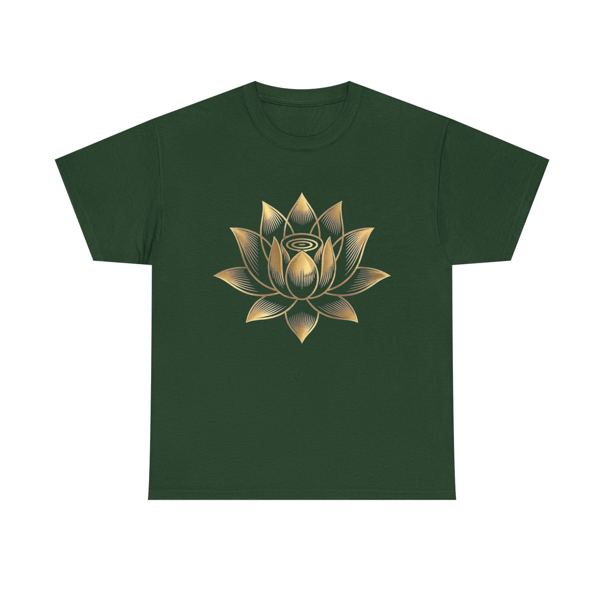 Lotus Flower Shirt, Gold Lotus Design, Spiritual Yoga Tee, Meditation Apparel, Bohemian Floral Gift, Zen Garden Top