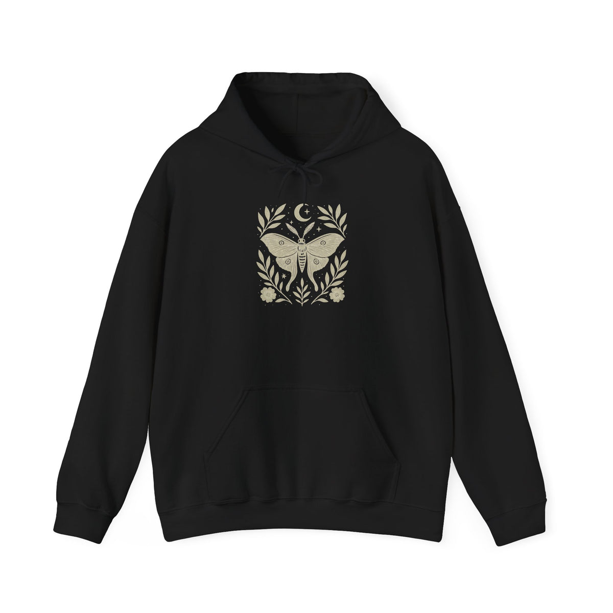 Luna Moth Hoodie | Linocut Style Cottagecore Sweatshirt