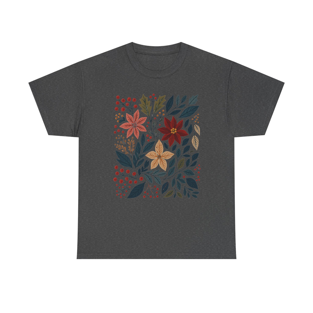 Boho Winter Floral Shirt, Retro Winter Tshirt, Christmas Vibes Shirt, Christmas Season Graphic Tee, Vintage Winter Aesthetic