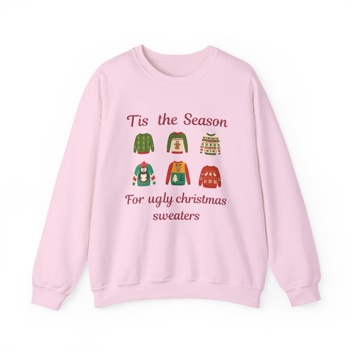 ugly Christmas Sweatshirt Tis The Season Xmas Sweater Cute Girly Holiday Womens Pullover Candy Cane Bow Santa Tee Winter Crewneck