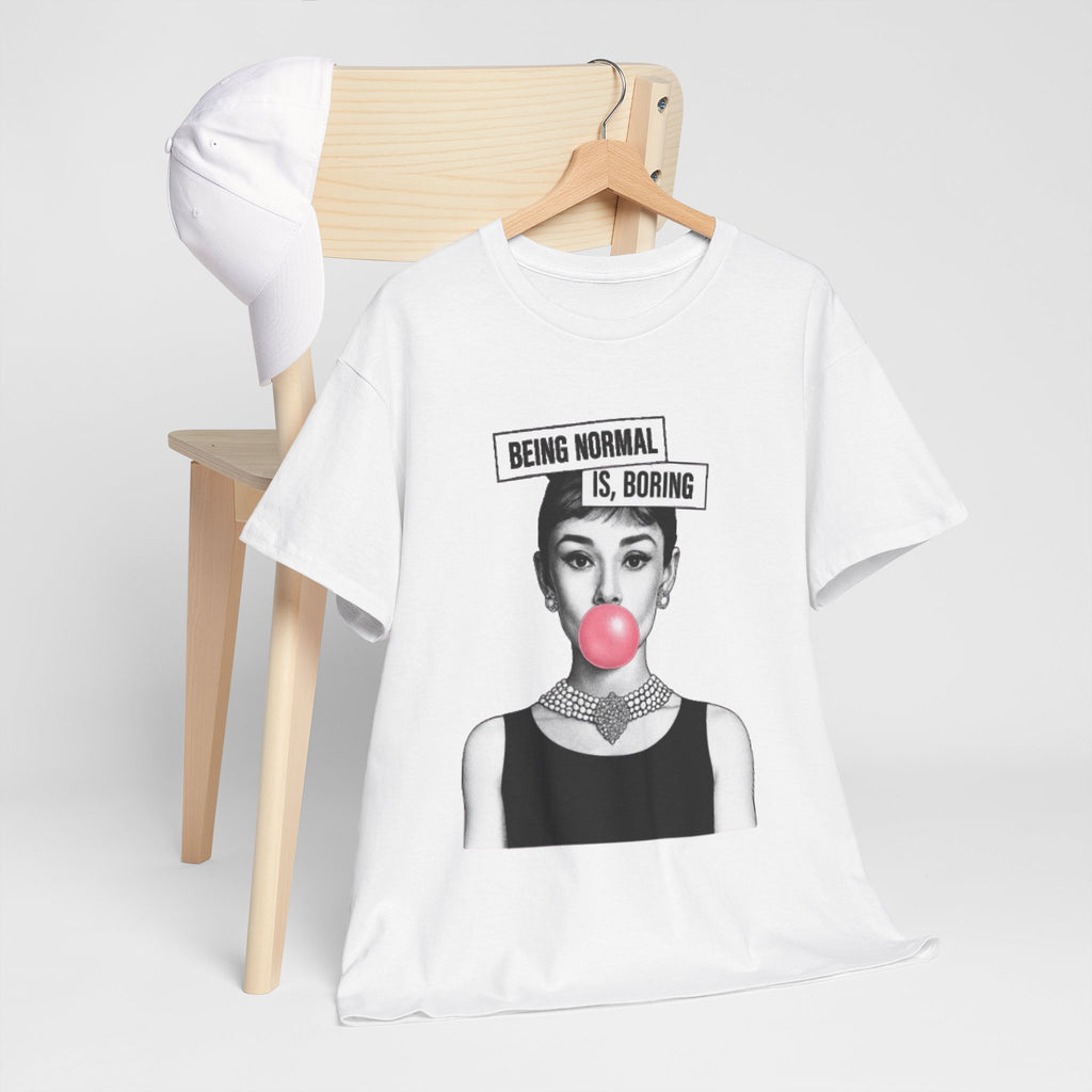 Funny T-shirt for women with saying - print Normal is Boring - oversized top large sizes summer tunic lettering blue/black/grey