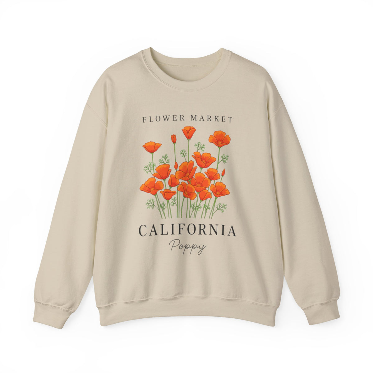 California Poppy Sweatshirt, Superbloom California Poppy Wildflowers, Retro Flowers Sweatshirt, California Sweatshirt, California Poppy