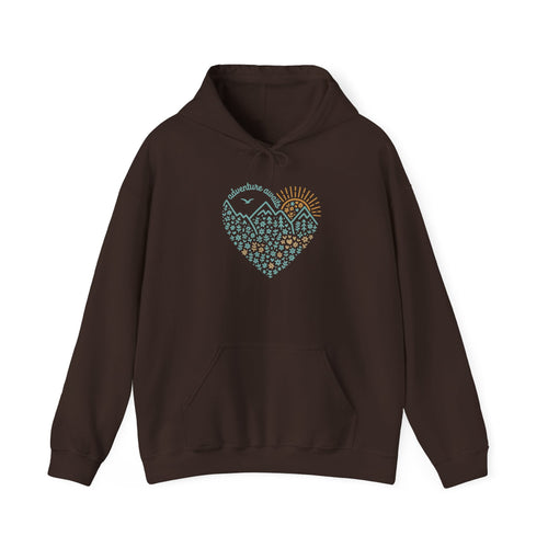 Adventure Awaits Hoodie, Mountains Heart Hoodie, Adventure Hoodie, Camping Hoodie, Nature Lover Hoodie, Mountain Hoodie, Hiker  Camping Gift