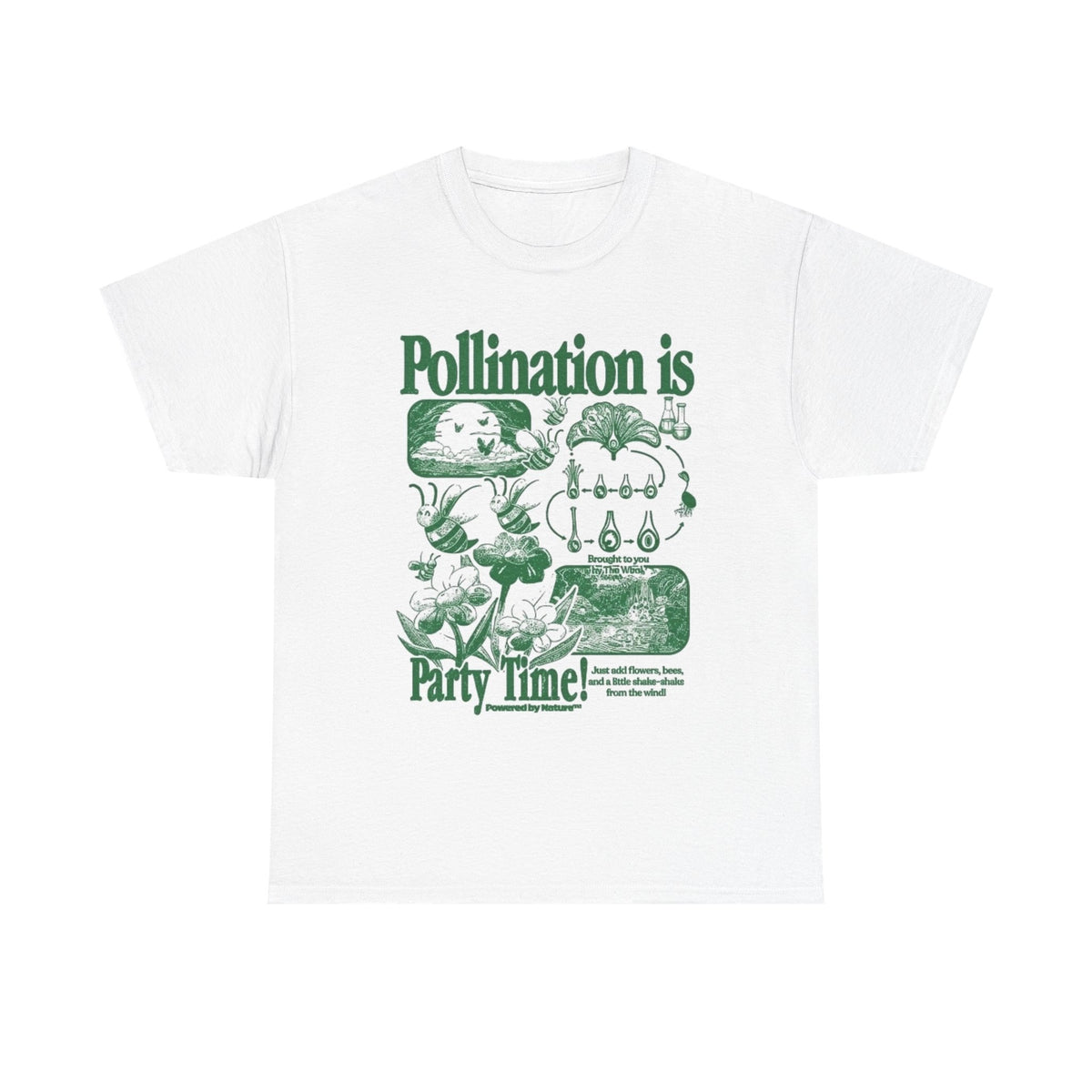 Bee Pollination Vintage T-Shirt, Retro Insect Flower Graphic Tee, 90s Botanical Science Nature Shirt, Wildflower Garden Biology Plant Gift