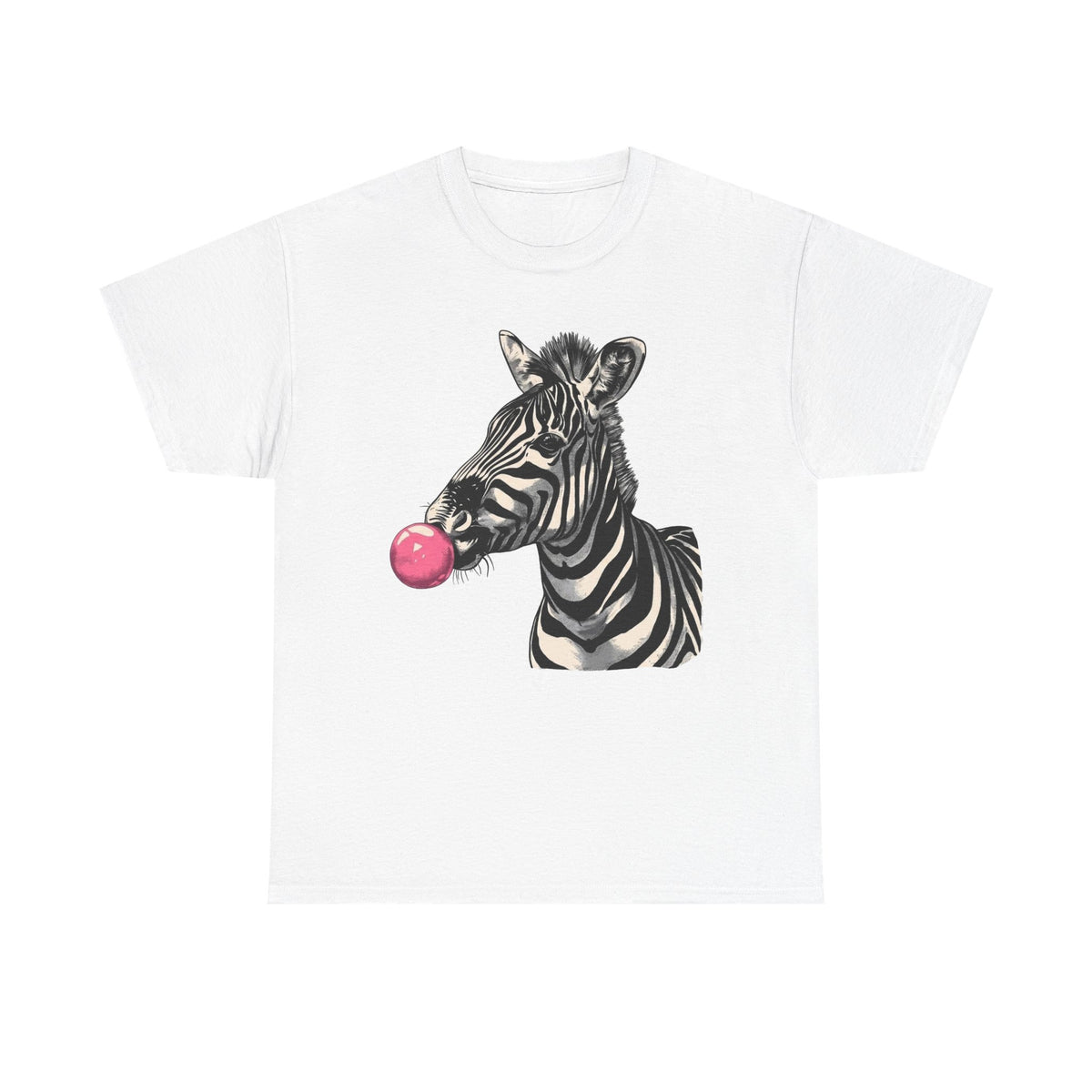 Zebra Bubblegum T-Shirt, Animal Graphic Tee, Unique Design Shirt, Trendy Tshirt, Funny Zebra Shirt, Cute Animal Tee, Zebra Lover Gift