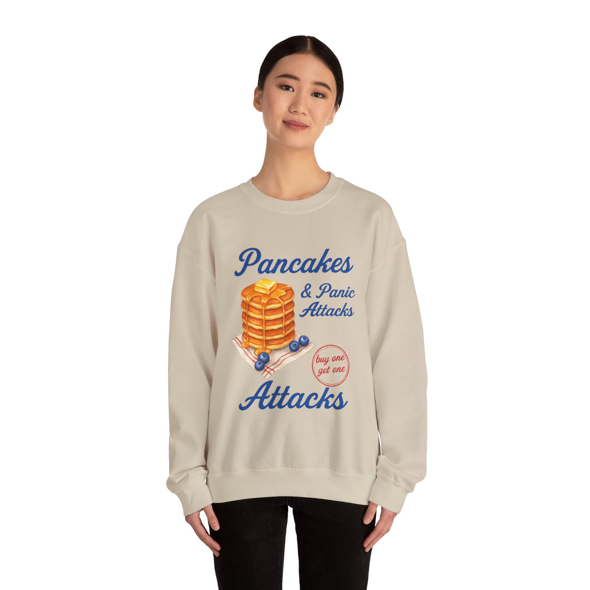 Pancakes and Panic Attacks Sweatshirt, Pancakes and Pajamas Shirt, Funny Breakfast Hoodie, Blueberry Pancake Tee, Buy One Get One Shirt