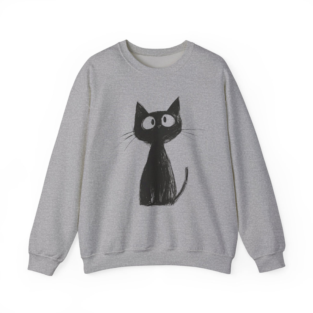 Cute Black Cat Sweatshirt Cozy Whimsical Graphic Sweater Stylish Wear For Adorable Cat Lovers Gift For Cat Mom and Cat Dad Pullover