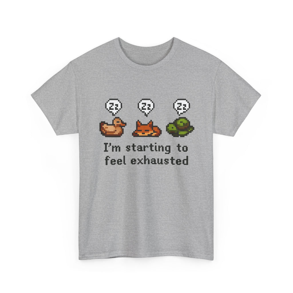 I'm Starting To Feel Exhausted tshirt Stardew Valley, Sleepy Chicken shirt, Pixel Art, Gamer Gift, For Him or Her, Pelican Town, Cozy gamer