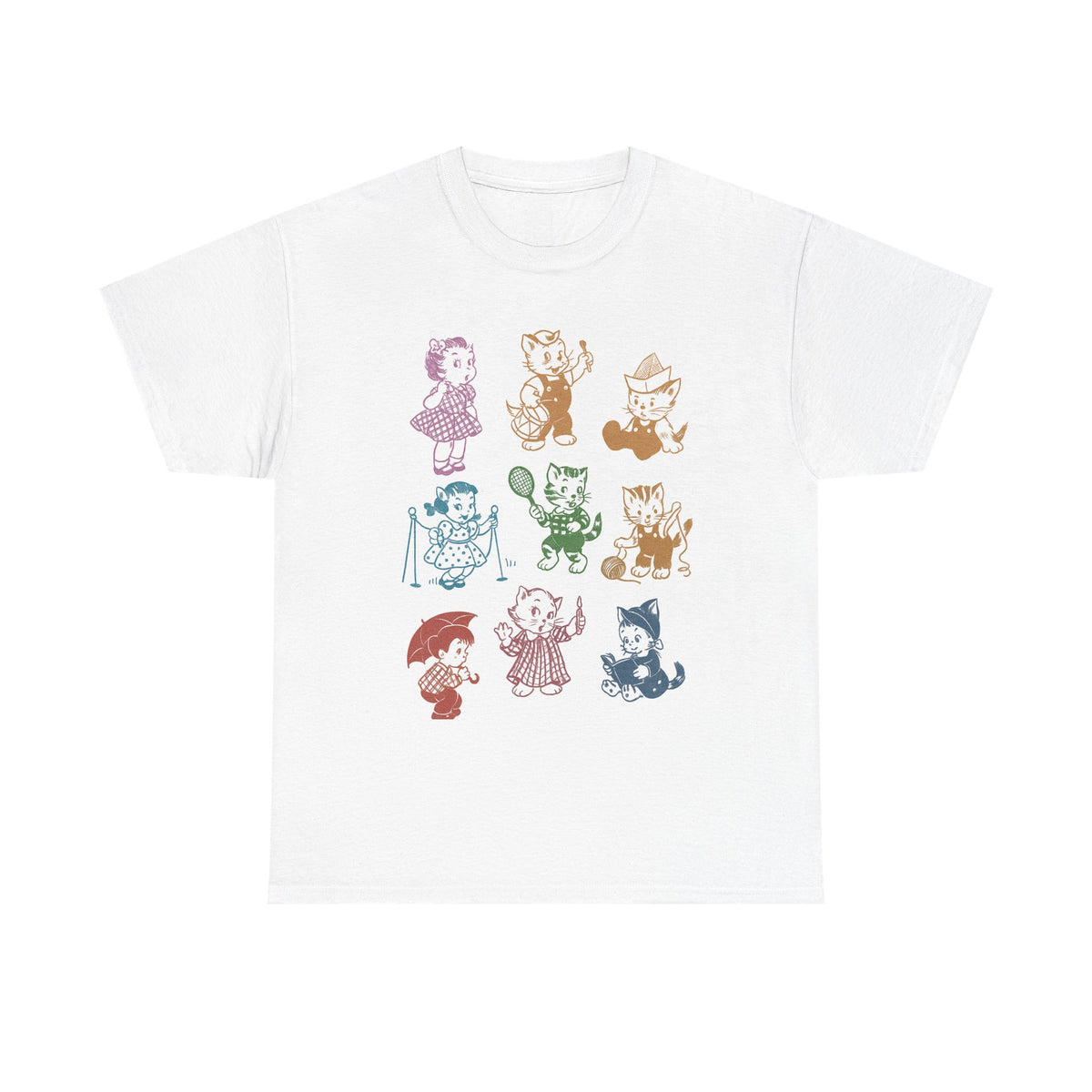 Cat 90s Tattoo Vintage T-shirt, Retro Kitten Cute Shirt, Cat Lovers Gift, Cats Playing Unisex Relaxed Adult Graphic Tee, Funny Weird T-shirt