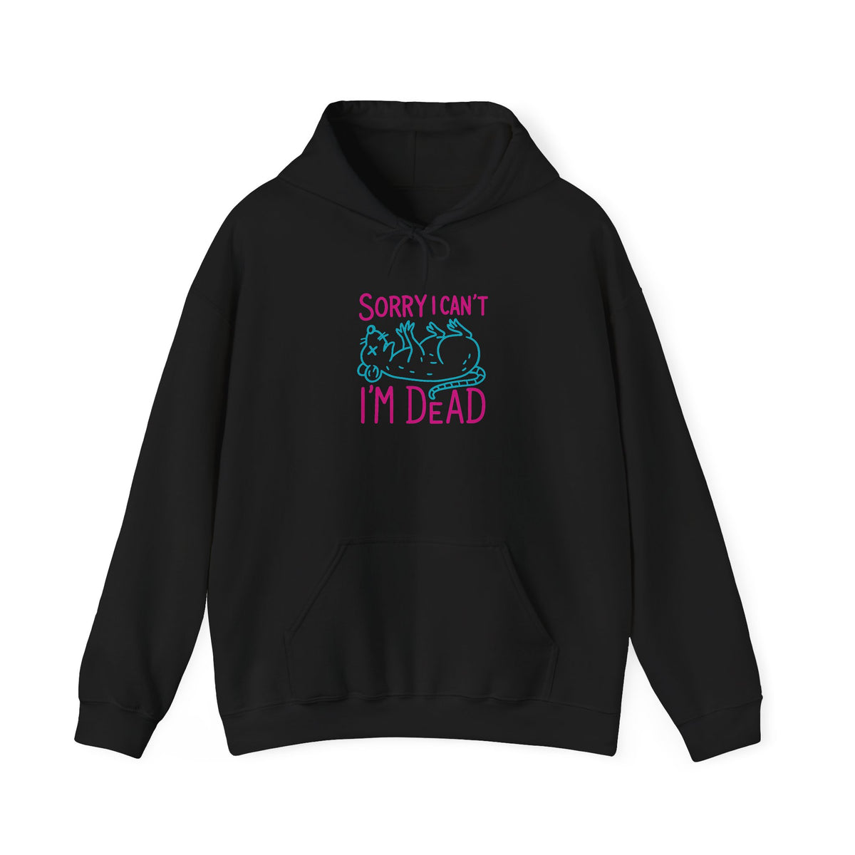 Sorry I'm Dead Possum Hoodie, Oversized Grunge Hoodie, Funny Y2K, Meme Shirt, Punk Alt Clothing, Neon Goth Sweatshirt, Trendy Graphic Unisex