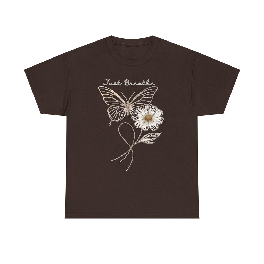 Simple Butterfly T-Shirt Design, Flower PNG, Boho Sweatshirt PNG, Just Breathe Inspirational Sublimation Designs for Shirts, Minimalist A170