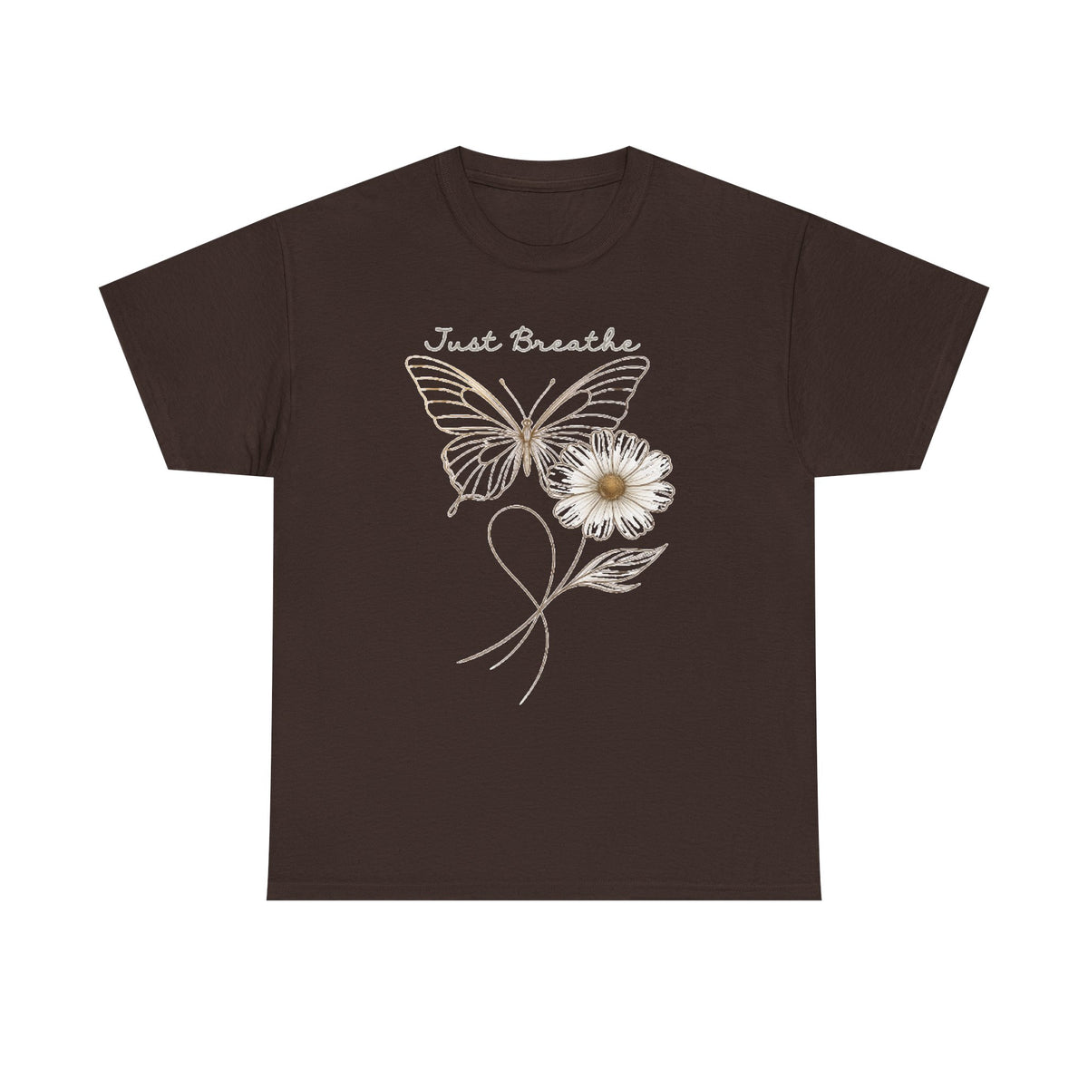 Simple Butterfly T-Shirt Design, Flower PNG, Boho Sweatshirt PNG, Just Breathe Inspirational Sublimation Designs for Shirts, Minimalist A170
