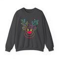 Neon Reindeer Christmas Sweatshirt, Holiday Sweater, Cute Rudolph Glow Shirt, Retro Christmas Lights Pullover