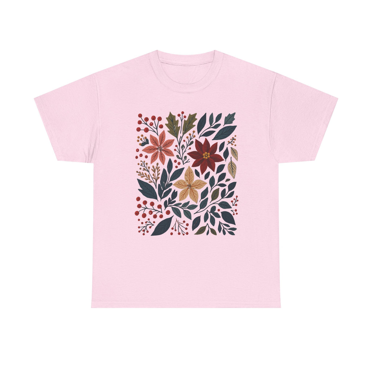 Boho Winter Floral Shirt, Retro Winter Tshirt, Christmas Vibes Shirt, Christmas Season Graphic Tee, Vintage Winter Aesthetic
