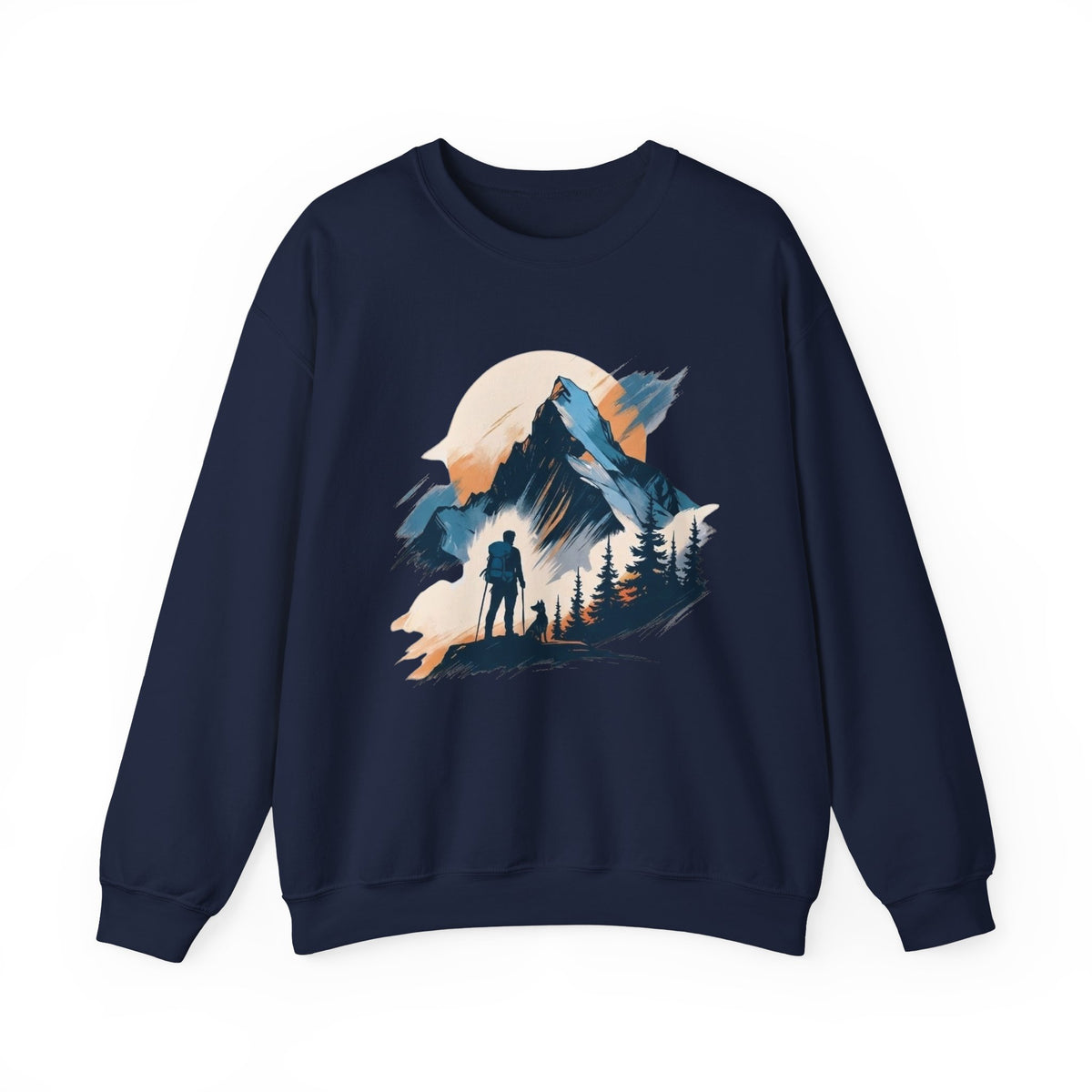 Mountain Retro Sunset Sweatshirt for Travelling Cozy Hiking Shirt
