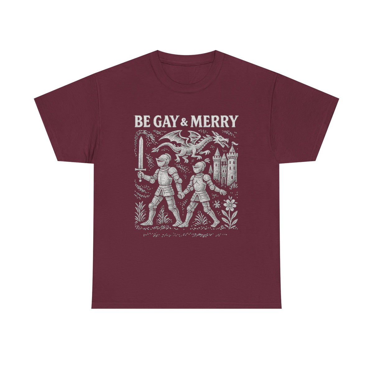 Be Gay & Merry Medieval Shirt, Fantasy lgbt Shirt, Gay Pride Castle Dragon Shirt, Funny Comfort Colors® Unisex Tshirt, Lgbtq Support