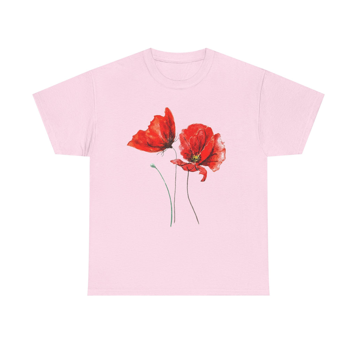 Red Poppy Flower Shirt: Watercolor Floral Tee, Botanical Garden Top