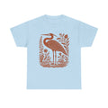 Heron Shirt Linocut Shirt Great Blue Heron Bird Lover Shirt Hippy Clothes Granola Girl Antique Folk Art Avian Aviary Gift Block Print Shirt