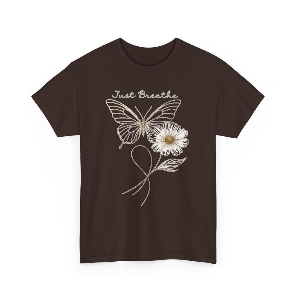 Simple Butterfly T-Shirt Design, Flower PNG, Boho Sweatshirt PNG, Just Breathe Inspirational Sublimation Designs for Shirts, Minimalist A170