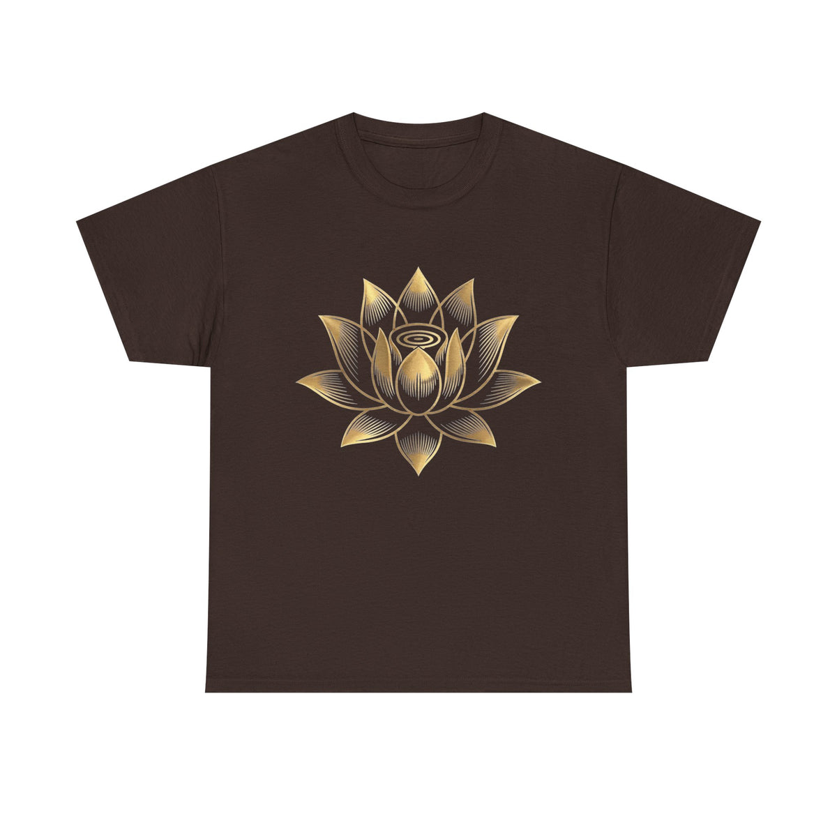 Lotus Flower Shirt, Gold Lotus Design, Spiritual Yoga Tee, Meditation Apparel, Bohemian Floral Gift, Zen Garden Top