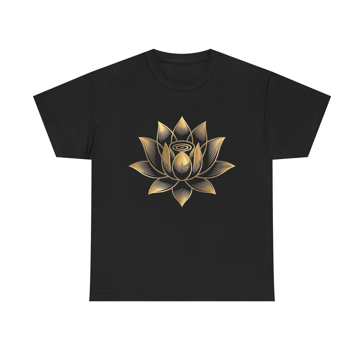 Lotus Flower Shirt, Gold Lotus Design, Spiritual Yoga Tee, Meditation Apparel, Bohemian Floral Gift, Zen Garden Top