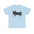 STRAIGHT CUT T-SHIRT Black Dog Kawaii Folk Art Animal Graphic Tee Whimsical Housewarming Funny Dog Lover Gifts Birthday Weird Derpy Cute
