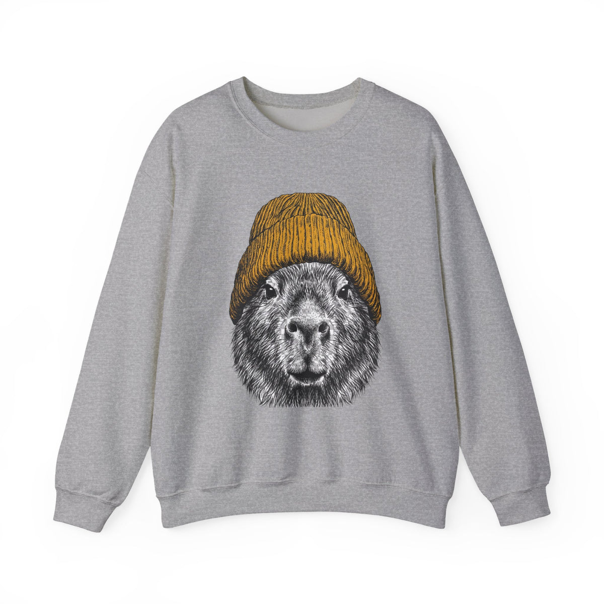 Capybara in Beanie Sweatshirt -Cozy Retro 90s Animal Pullover, Chill Vibes Only Shirt, Animal Spirit Shirt,Capybara Funny Meme Birthday Gift
