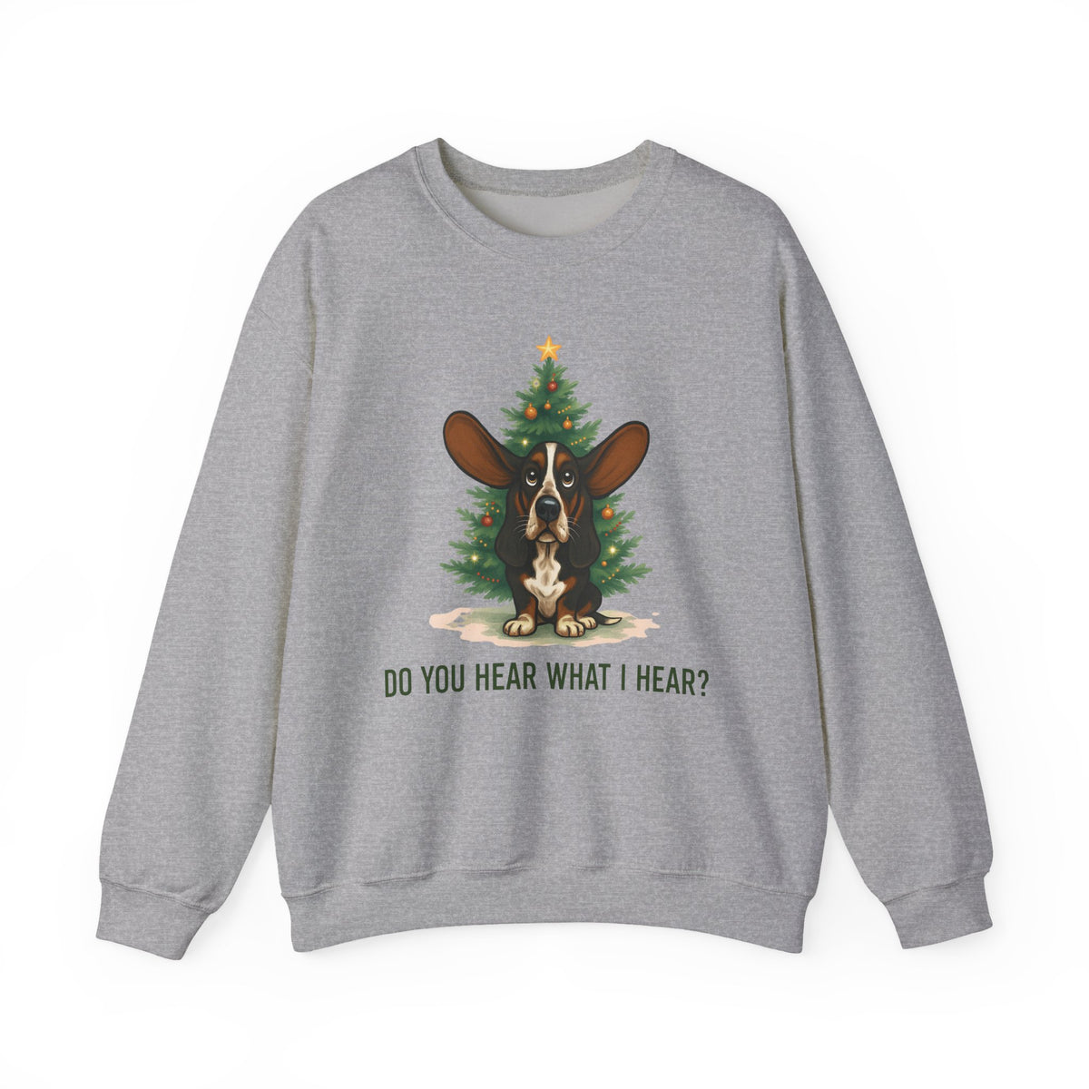 Basset Hound Do You Hear What I Hear Shirt, Christmas Dog Lover Sweatshirt, Watercolor Basset Hound Tee, Dog Mom Gift, Dog Holiday Crewneck