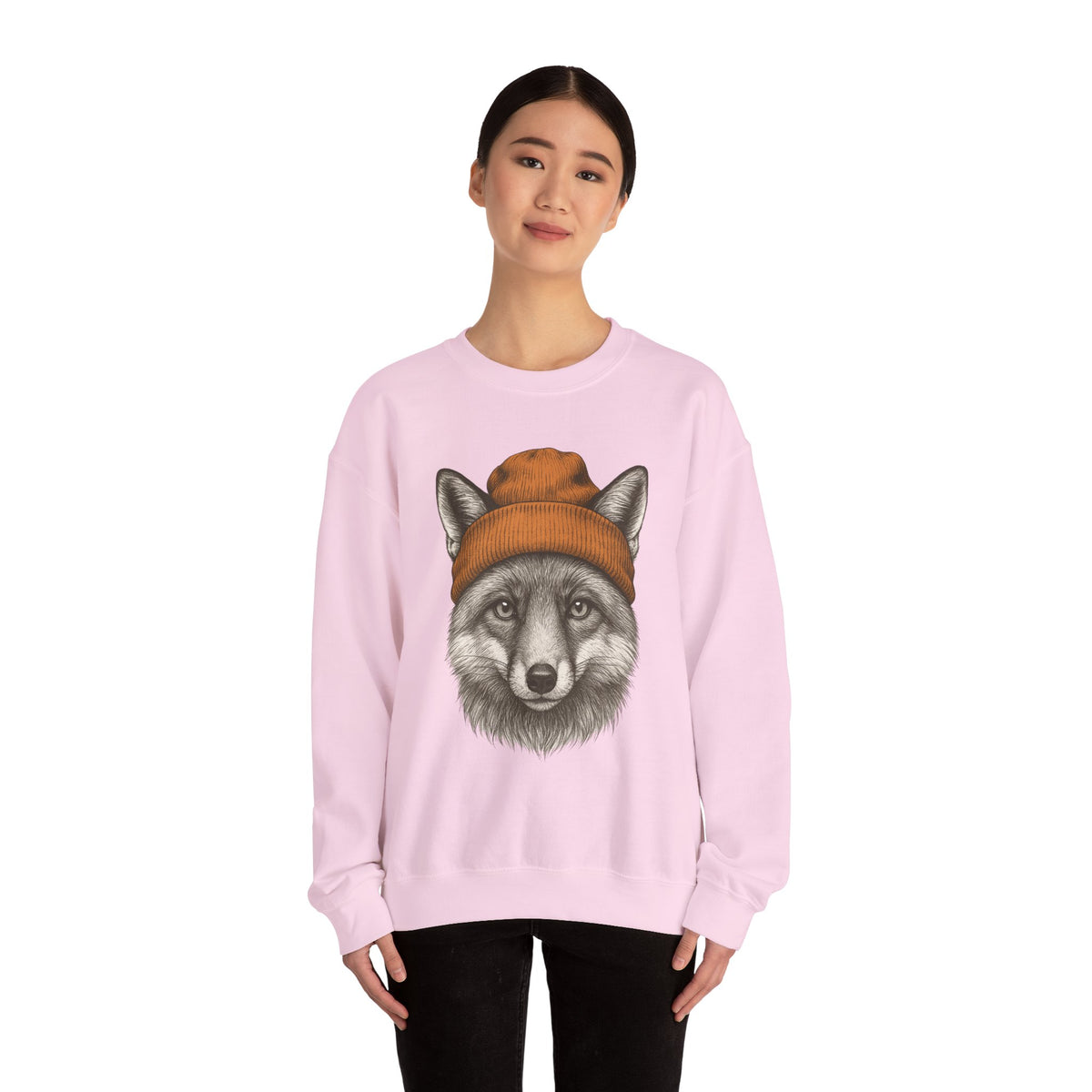 Cute Fox With Beanie Sweatshirt - Retro 90's Wildlife Camping Outfit - Winter Outdoor Adventure - Nature Animals Unisex Graphic Sweatshirt