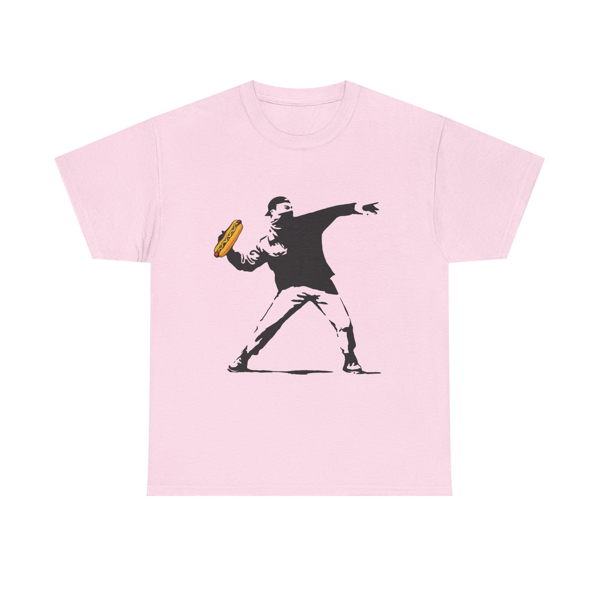 Banksy Inspired Sandwich Thrower Tee ,Turn the Volume Up Shirt ,Funny Food Parody Design ,Modern Minimalist Streetwear Style, Comfort Colors