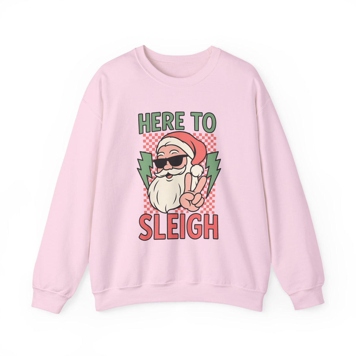 Checkered Here to Sleigh Santa Crewneck Sweatshirt For Christmas Party, Funny Santa  Shirt, Retro Christmas Sweater, Xmas Gift, Holiday Tee
