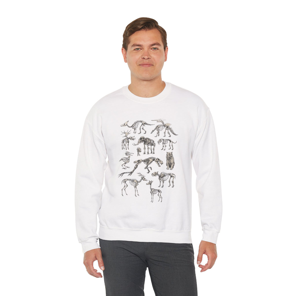 Dinosaur Skeleton Sweatshirt, Dinosaur Gift, Dinosaur Sweatshirt, Gift For Him, Gift For Her, Dinosaur Fossils Sweatshirt, Dinosaur Lover