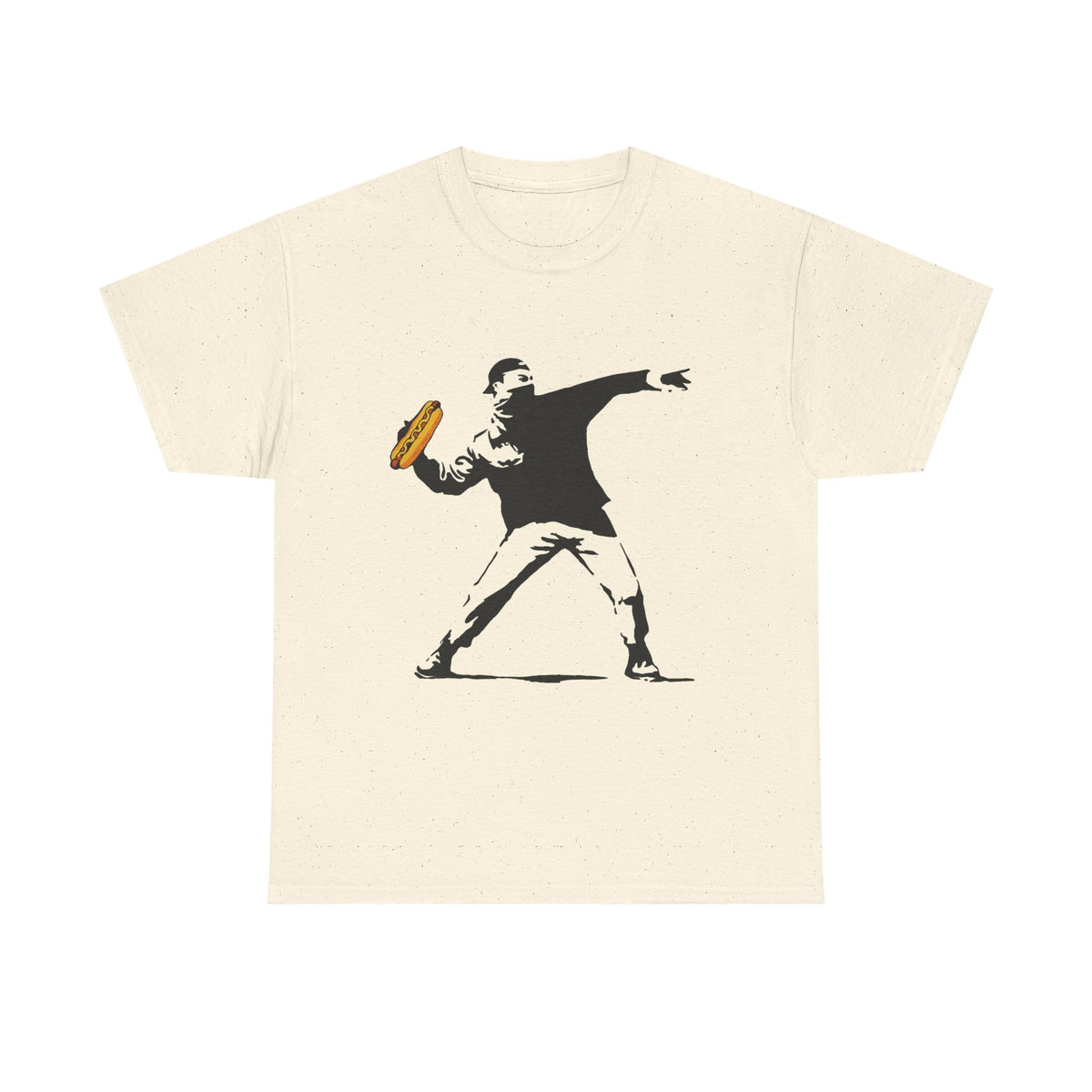 Banksy Inspired Sandwich Thrower Tee ,Turn the Volume Up Shirt ,Funny Food Parody Design ,Modern Minimalist Streetwear Style, Comfort Colors