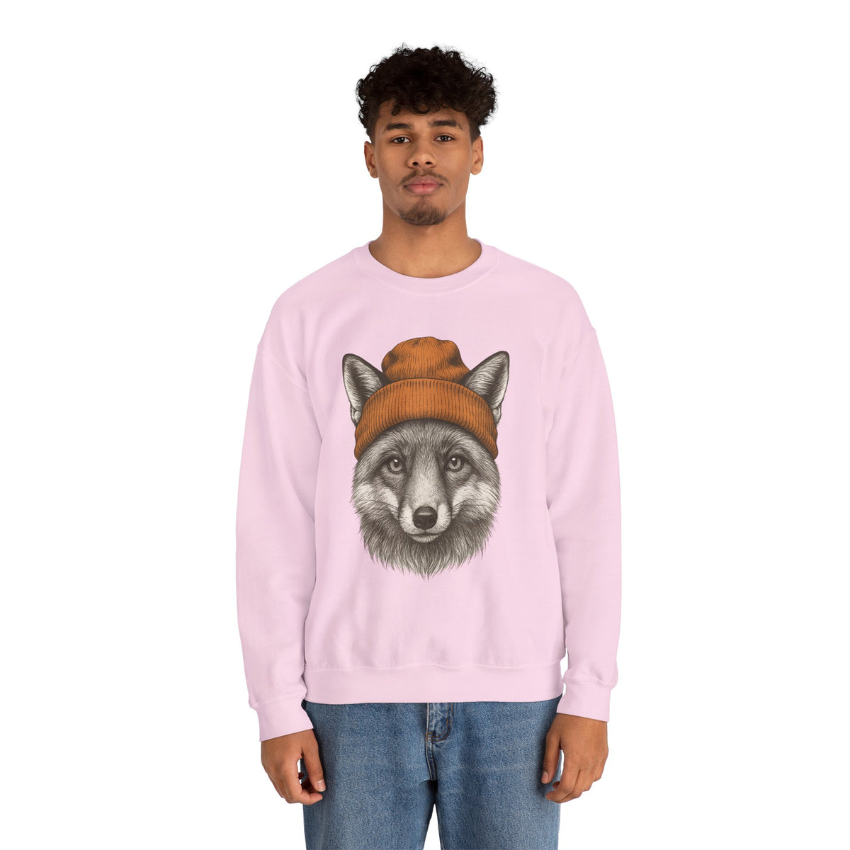 Cute Fox With Beanie Sweatshirt - Retro 90's Wildlife Camping Outfit - Winter Outdoor Adventure - Nature Animals Unisex Graphic Sweatshirt