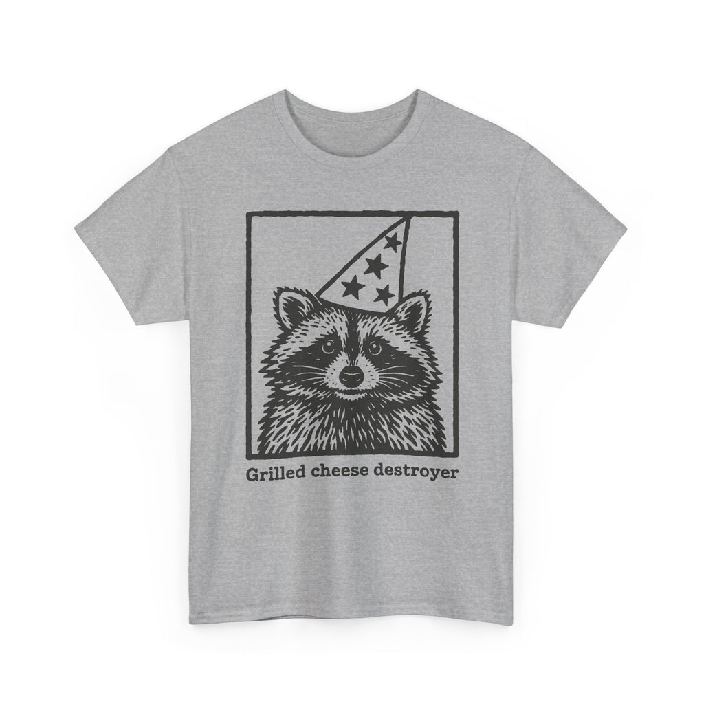 Vintage Raccoon Shirt, Funny Grilled Cheese Destroyer Tee for Men Women, Party Animal T-shirt, Silly Graphic T-shirt, Gift for Her Him