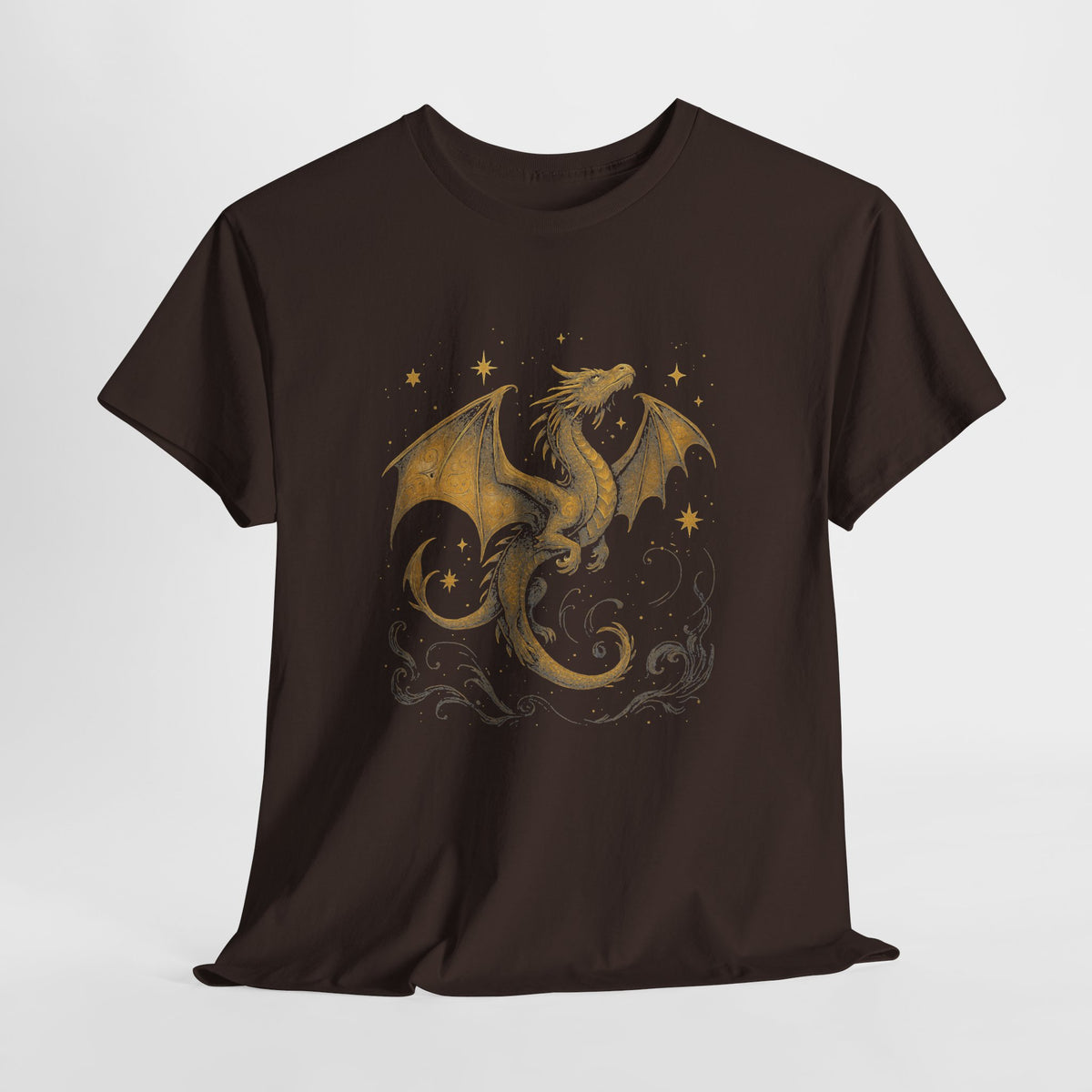 Celestial Dragon Shirt, Gold Fantasy T-Shirt, Mystic Dragon Sweatshirt, Moon Star Dragon Tee, Witchcore Gothic Clothing, Magic Creature Gift