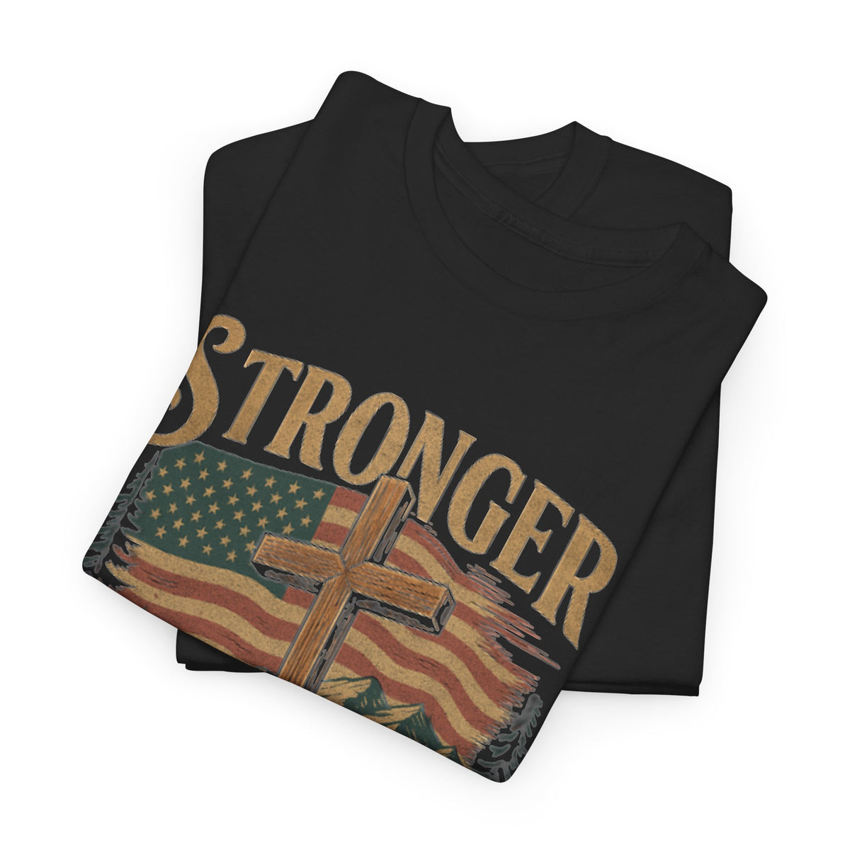 Christian Mens Shirt PNG Stronger than the Storm Patriotic Sublimation Designs for Men Christian PNG Designs Trendy Png American Flag Tshirt