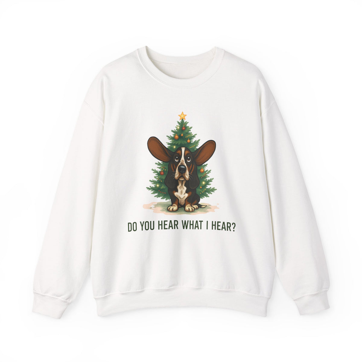 Basset Hound Do You Hear What I Hear Shirt, Christmas Dog Lover Sweatshirt, Watercolor Basset Hound Tee, Dog Mom Gift, Dog Holiday Crewneck