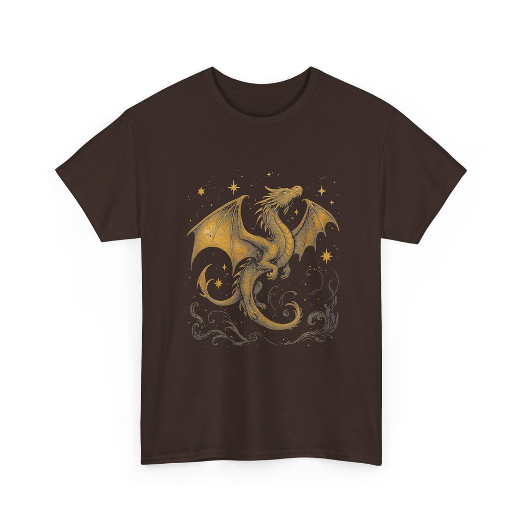Celestial Dragon Shirt, Gold Fantasy T-Shirt, Mystic Dragon Sweatshirt, Moon Star Dragon Tee, Witchcore Gothic Clothing, Magic Creature Gift